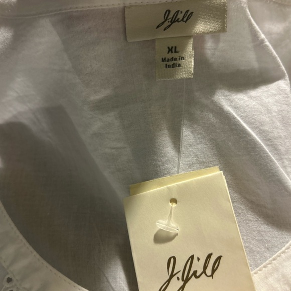 J Jill White Eyelet Lace Button Up Top Blouse Cotton XL NWT Cotton Cottagecore - Picture 10 of 13